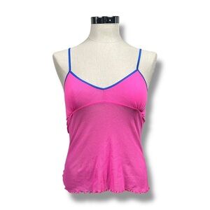 Y2K Victoria’s Secret Pink Sheer Lightweight Mesh Tank Cami Top Hot Pink Sz L